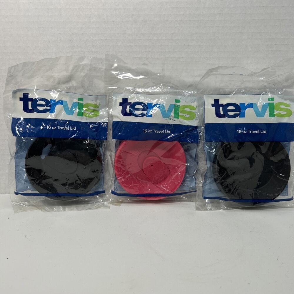Tervis Travel Lids 16oz Replacement Mug Lid 2 Black 1 Pink Fuchsia New Sealed